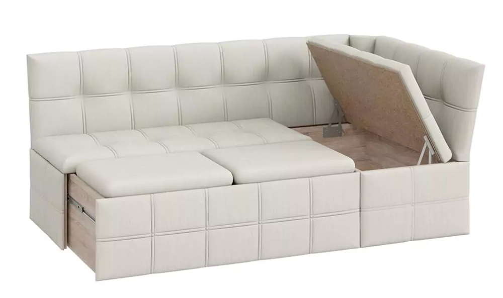 Кухонный угловой диван со спальным местом Домино, Молочный {3940266} –купить в Калуге за 32600 руб в интернет-магазине Divano.ru