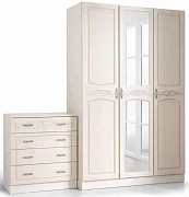 Шкаф распашной Венеция 3-дверный 2.15 м+Комод КМ-02 Венеция (белый/жемчуг)