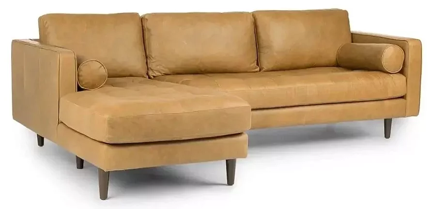 Угловой кожаный диван Жаклин 2 (Сканди), Желтый