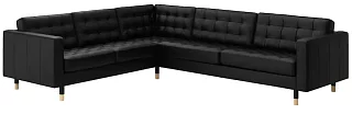 Кожаный угловой диван Морабо Без механизма Черный