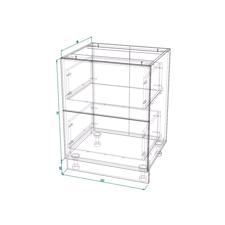 ф119 ф119 Шкаф нижний с ящиками ШНГ2Я 600 София Бруклин бетон коричневый схема