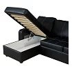 Угловой кожаный диван Берета черный, Черный