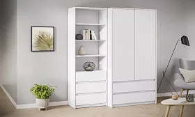 Шкаф распашной Айден 2-дверный 0.9 м, белый+Стеллаж Айден СТЛ06-600 (белый)