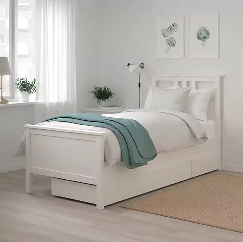 Каркас кровати с 2 ящиками ХЕМНЕС, Белый